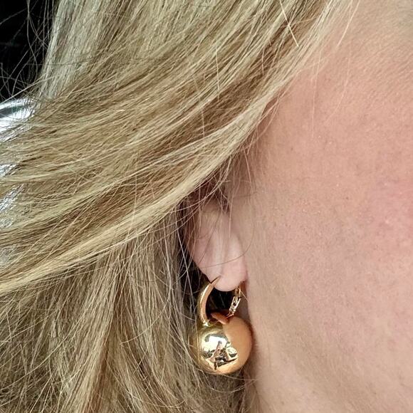 Gold Plated Ball Drop Dangle Lightweight Earrings for Women - Picture 3 of 5